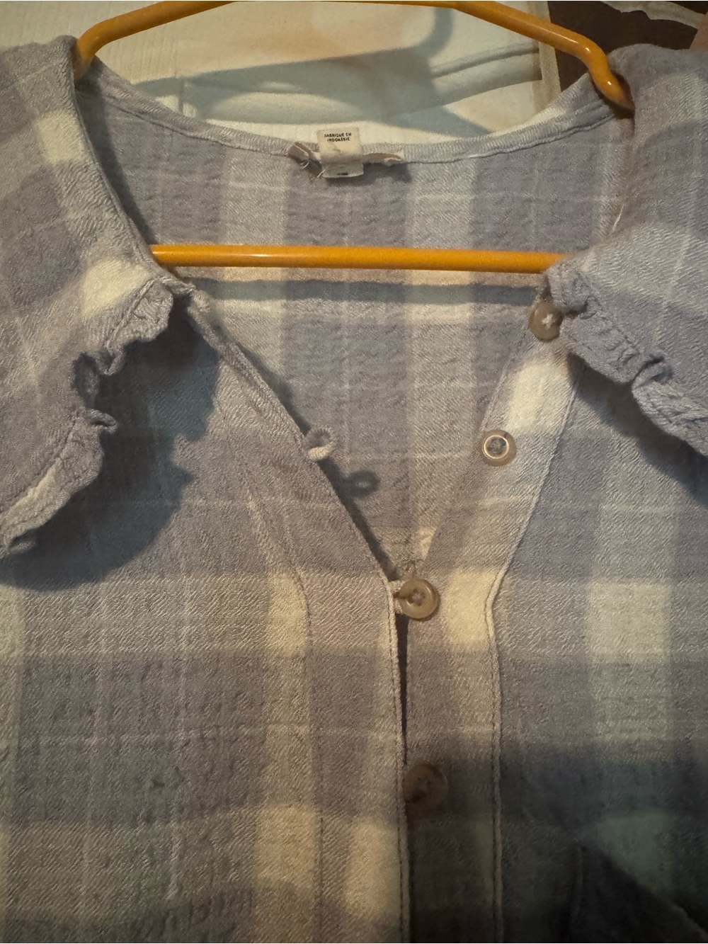 Pilcro by Anthropologie Keira Plaid Ruffle Collar Blouse - Size Large - Picture 3 of 6